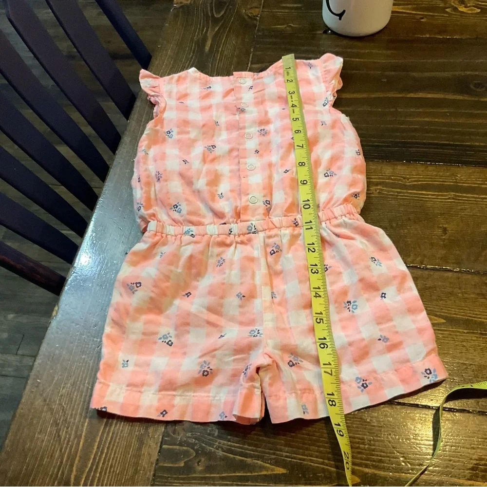 Carter's Pink and White Jumpsuit with Ruffled Sleeves